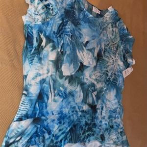 New Women's Blue Sequin Blouse Size 4X (28W-30W)